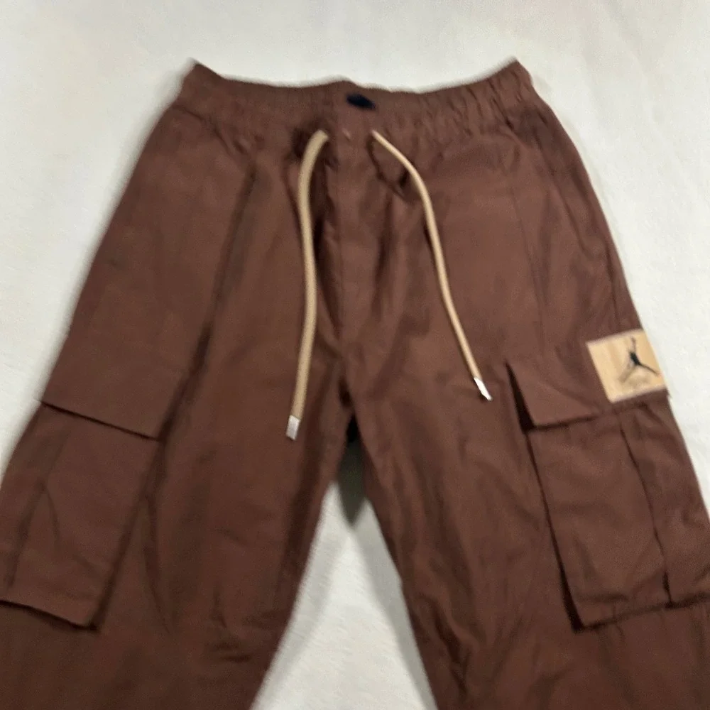 Air Jordan Heritage Cargo Pants Men's Large Brown Ripstop Bungee Hem Utility